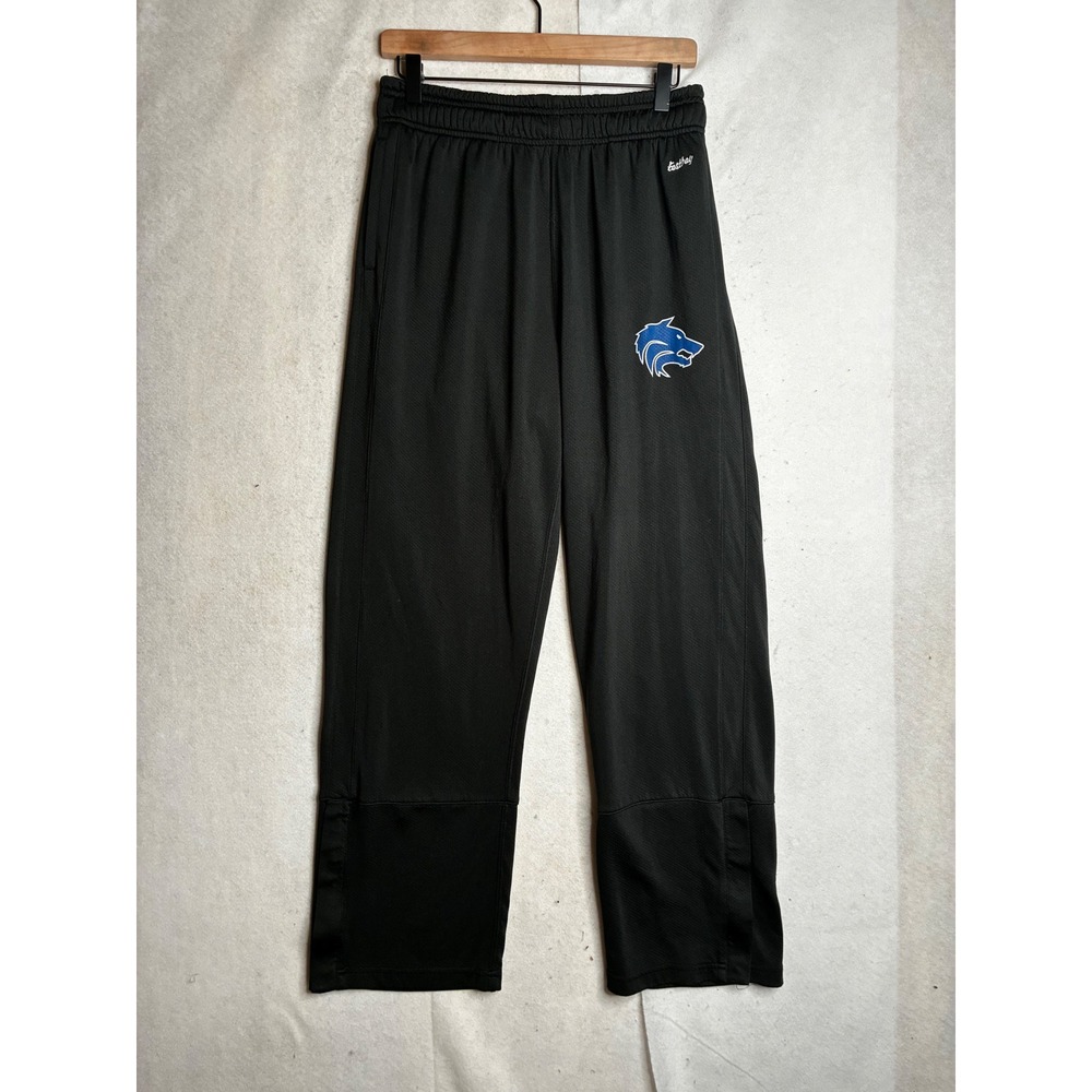 Eastbay Mens Black Athletic Track‎ Pants Blue Wolf Logo Ankle Zip Size 29x29